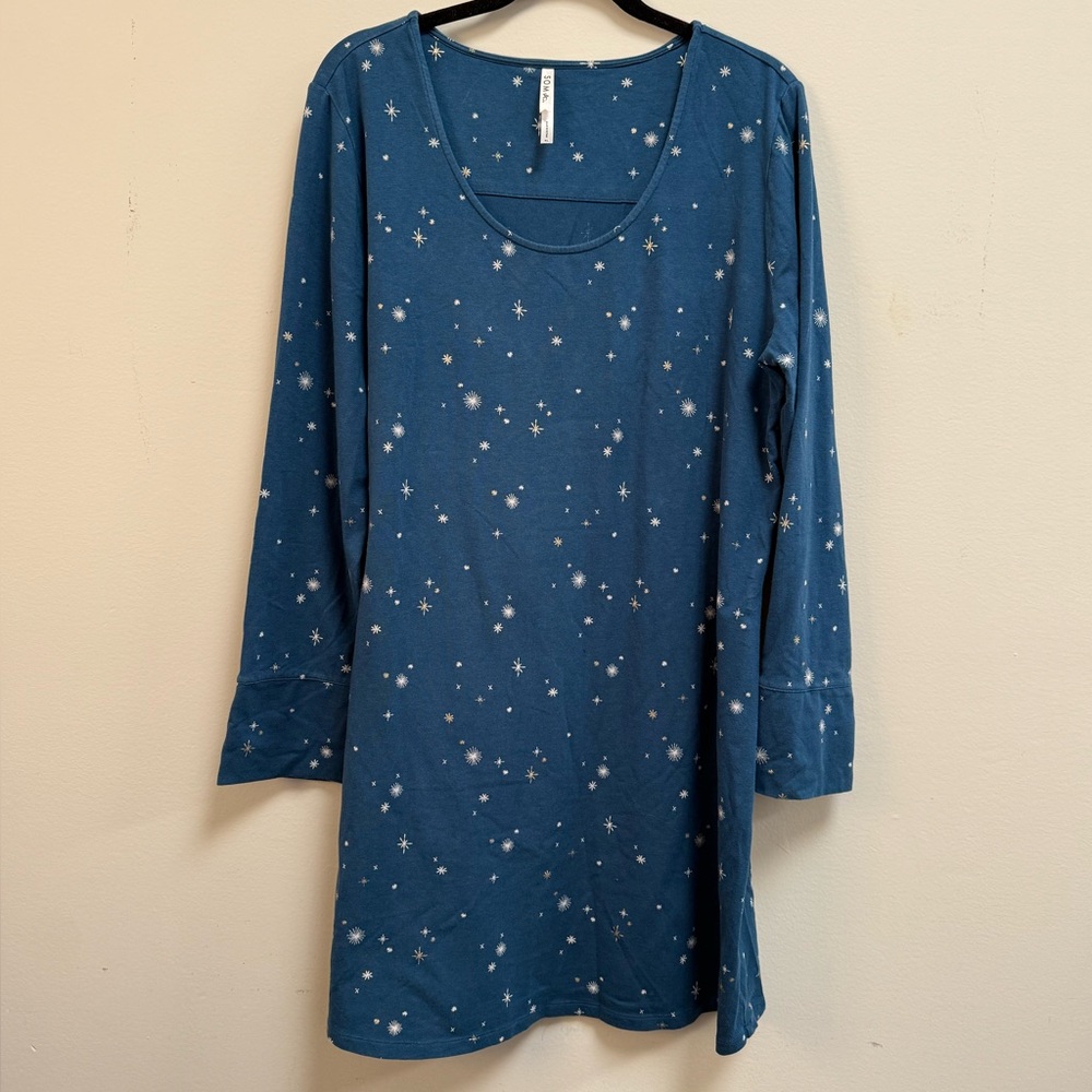Soma Blue Starry Long Sleeve Nightgown-Size XL
